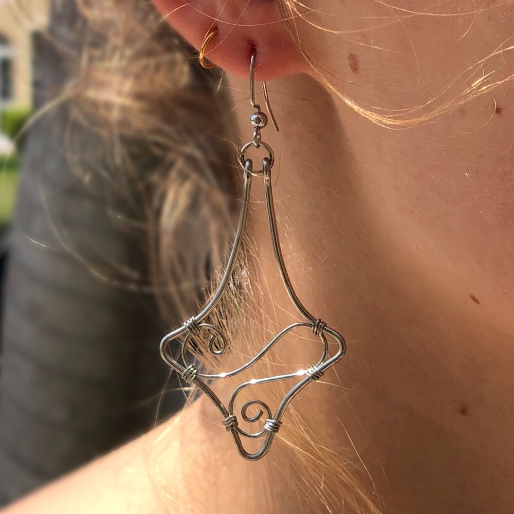 Handmade Leo zodiac symbol wire earrings